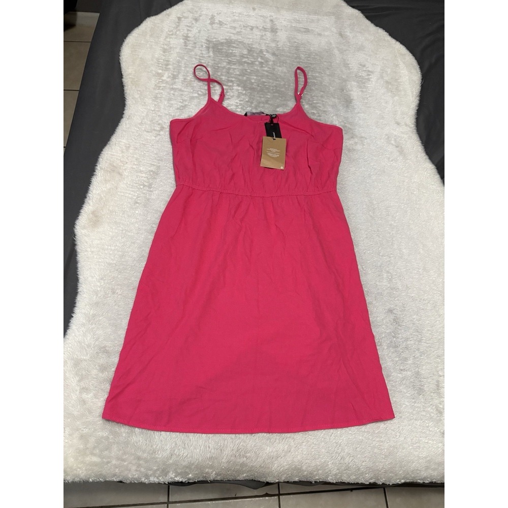 New Vero‎ Moda Raspberry Sorbet Linen Blend Singlet Short Dress Pink Size Large